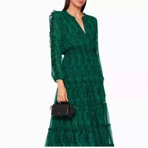MISA Los Angeles Hadeya Dress in Emerald/Black Size L